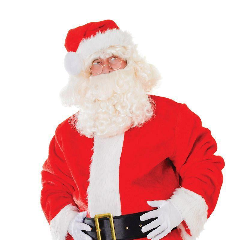 Mens Santa Suit Plush Deluxe Adult Costumes Male 1
