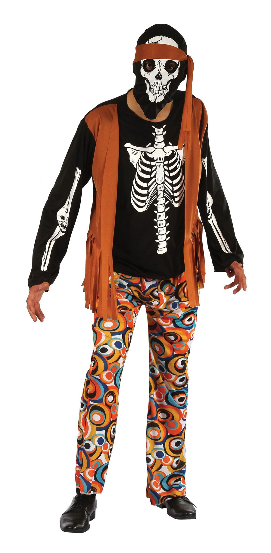 Mens Skeleton Hippy Adult Costume Male Halloween_1