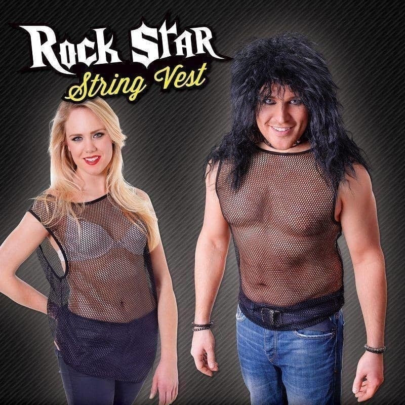 Mens String Vest Black Adult Costume Male Chest Size 44" Halloween 2