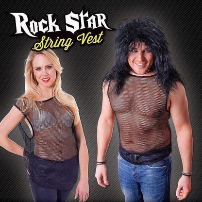 Mens String Vest Black Adult Costume Male Chest Size 44" Halloween 2