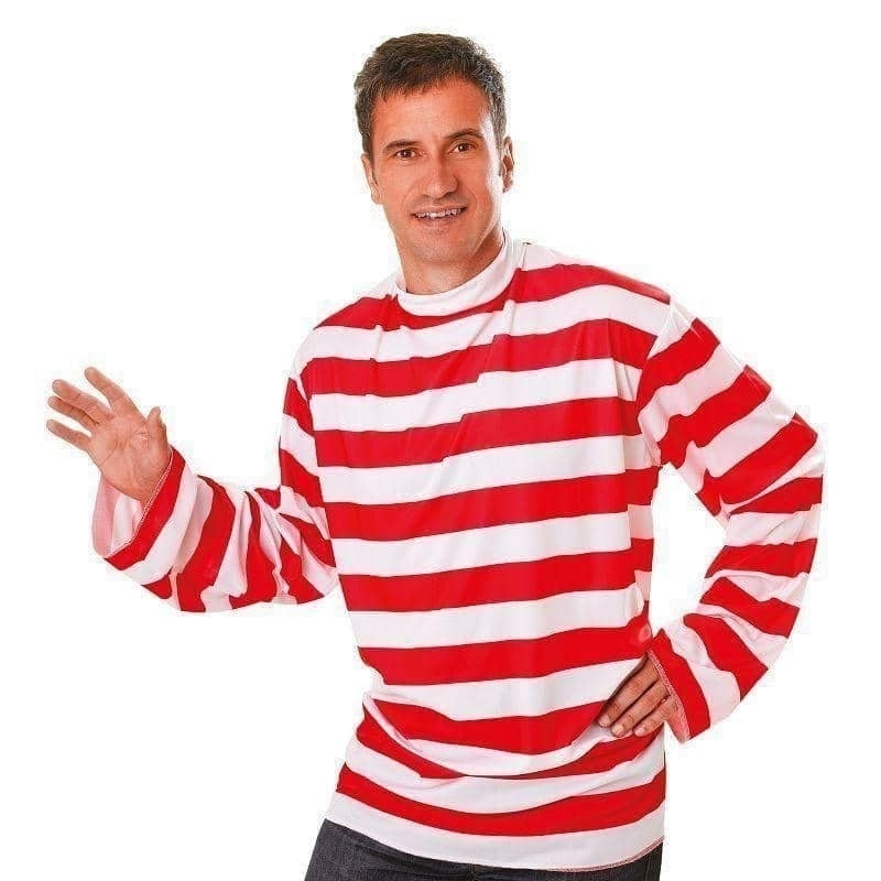 Mens Striped Shirt Red White Adult Costume Male Halloween_1