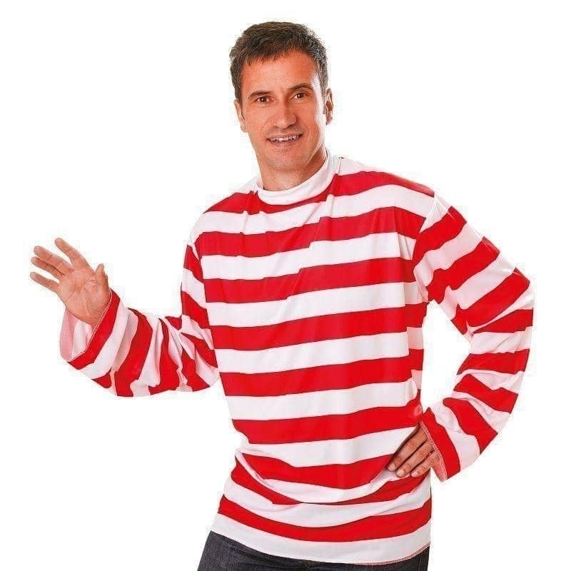Mens Striped Shirt Red White Adult Costume Male Halloween 1