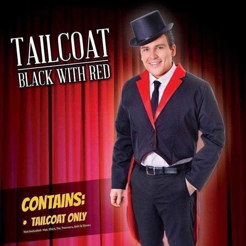 Size Chart Mens Tailcoat Black Red Adult Costume Male