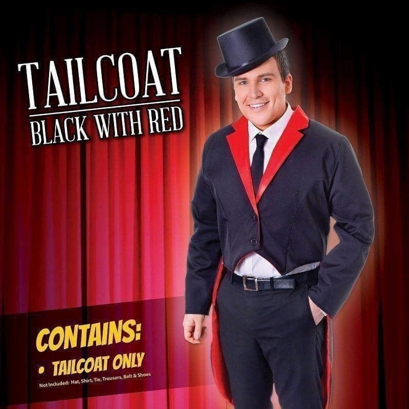Mens Tailcoat Black Red Adult Costume Male 2