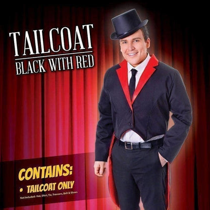 Mens Tailcoat Black Red Adult Costume Male 2