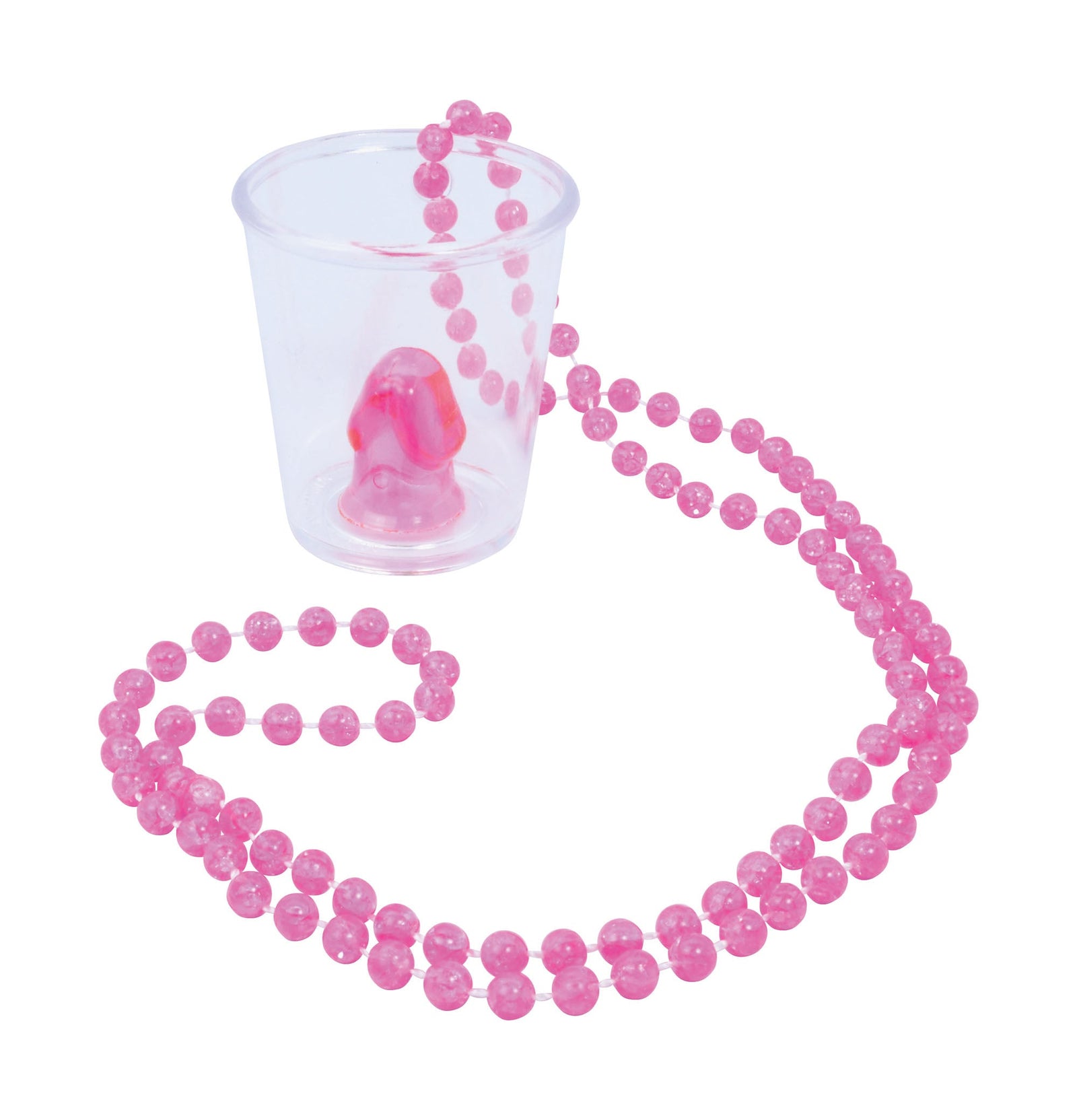 Mens Willy Shotglass Necklace 90cm Pink Saucy Goods Male Halloween Costume 1