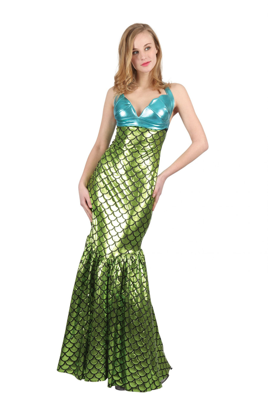 Mermaid Costume Green Scaled Dress_1
