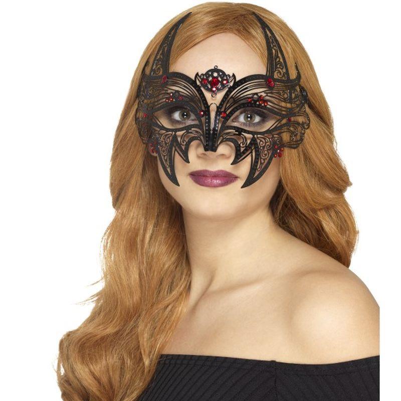 Metal Filigree Devil Eyemask Adult Black Red 1