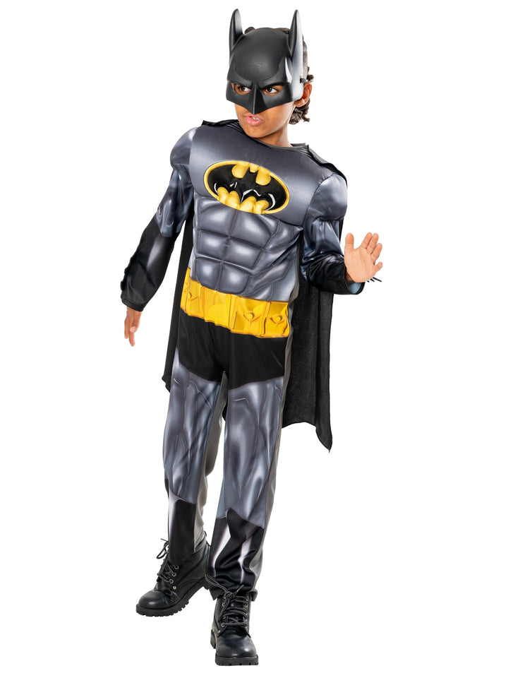 Metallic Batman Costume Kids Muscle Padded Batsuit