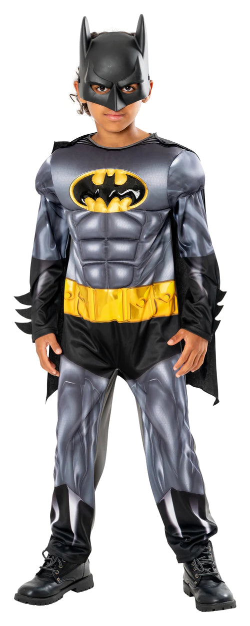 Metallic Batman Costume Kids Muscle Padded Batsuit