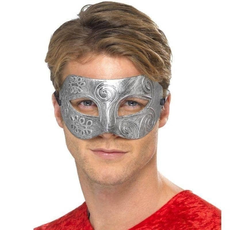 Metallic Warrior Colombina Eyemask Silver Adult Costume Accessory 2