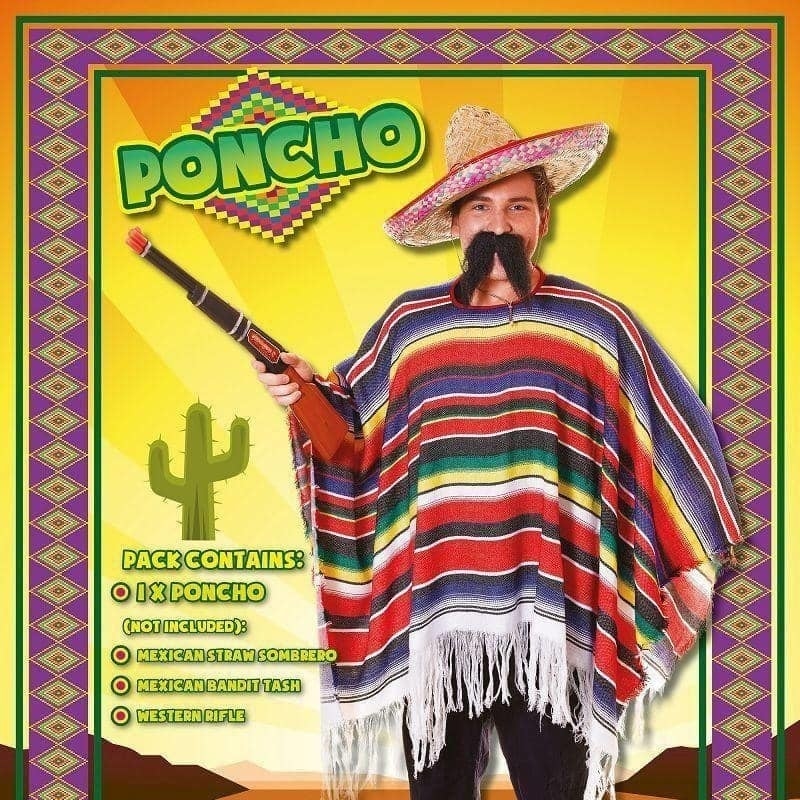 Size Chart Mexican Poncho Costume Adult