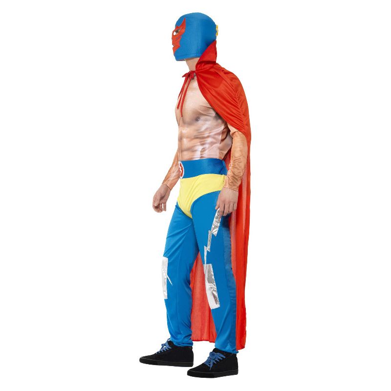 Mexican Wrestler Costume Red & Blue Adult_3