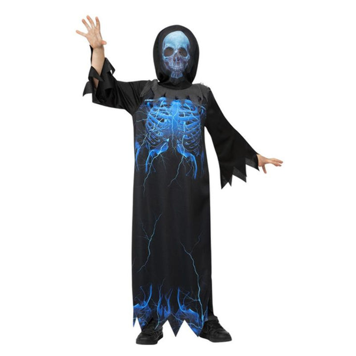 Midnight Skeleton Reaper Costume Child Black Blue_1