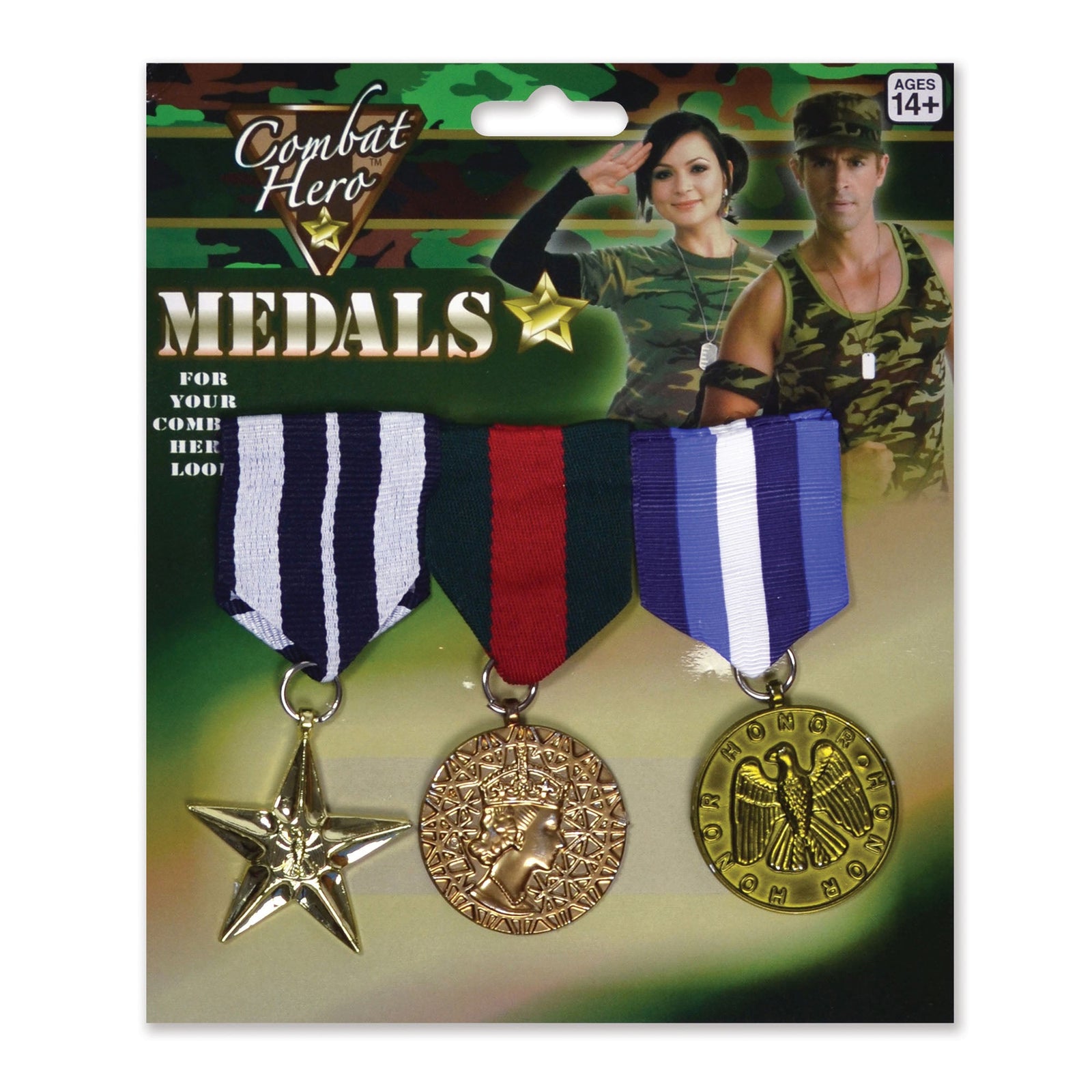 Military Medals 3 Pieces Costume Accessory 1