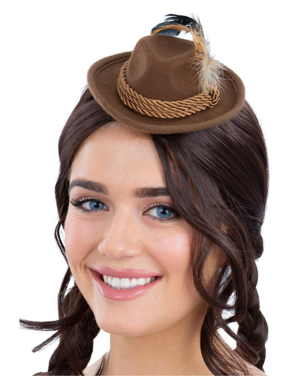 Mini Bavarian Trenker Hat Brown with Hair Clips 1