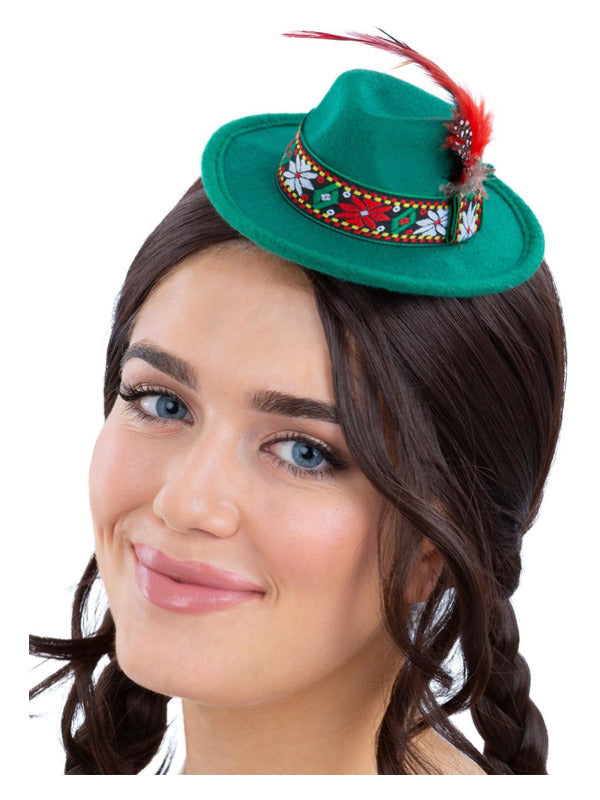 Mini Bavarian Trenker Hat Green with Hair Clips 1