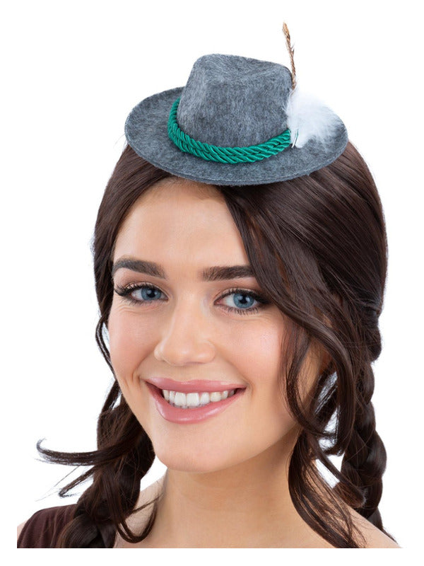 Mini Bavarian Trenker Hat Grey with Hair Clips 1