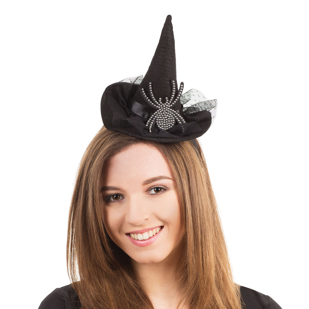 Womens Witch Hat + Headband Diamante Spider Miscellaneous Disguises Female Halloween Costume Womens Witch Hat + Headband Diamante Spider Miscellaneous Disguises Female Halloween Costume