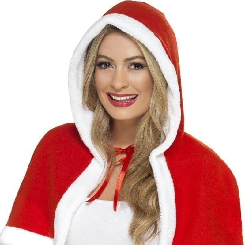 Miss Claus Mini Cape Adult Red Xmas Costume Accessory 2