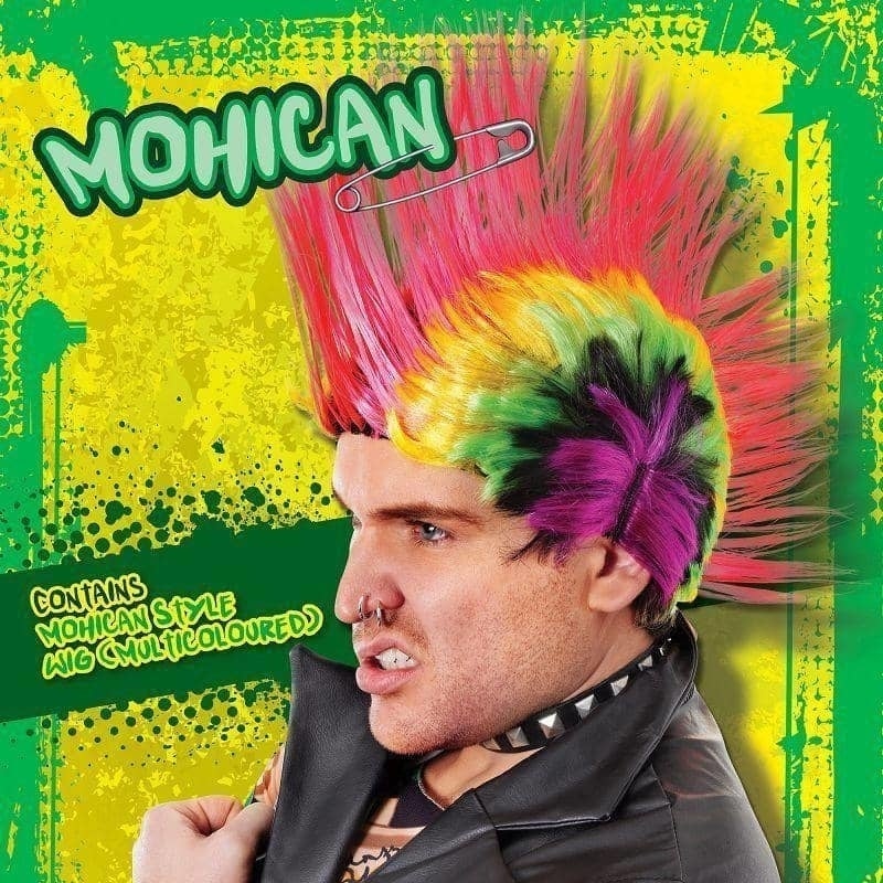 Size Chart Mohican Multi Coloured Wig Punk Mowhawk