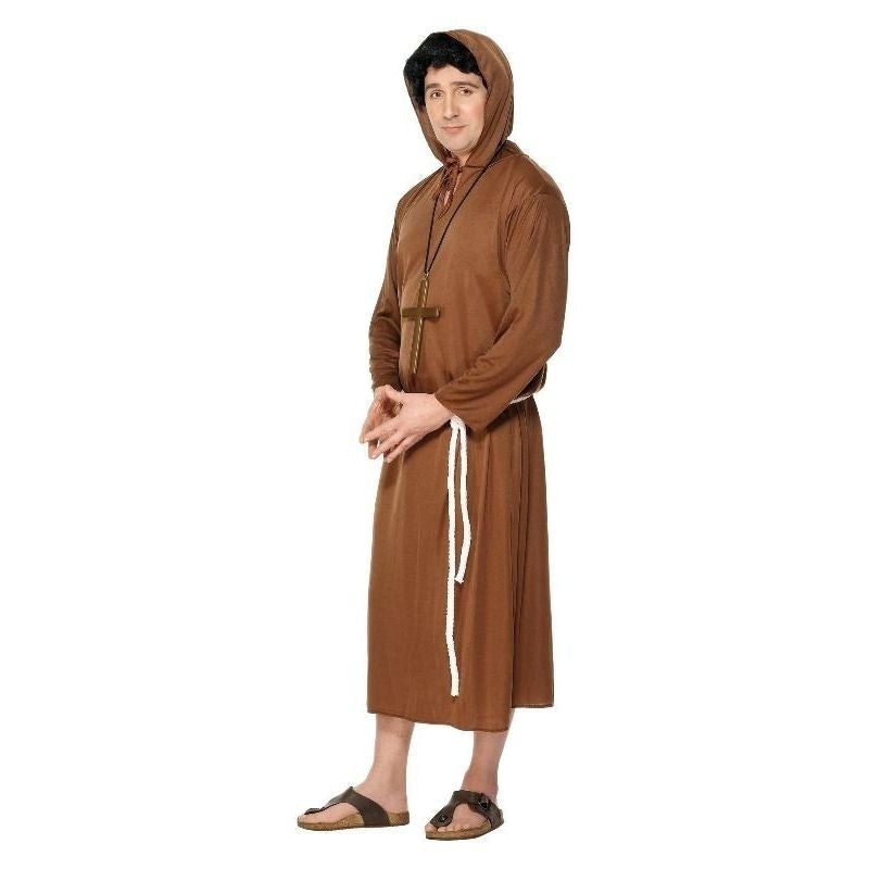 Monk Costume Adult Brown Hooded Robe Belt 1