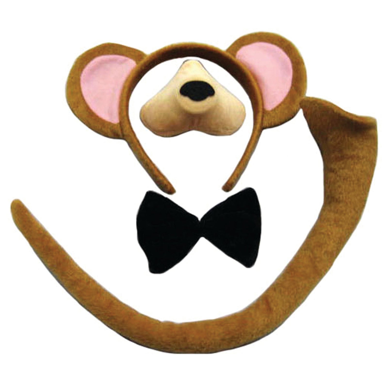 Monkey Set Ears Nose Tail with Bow Tie Instant Costume Kit 1