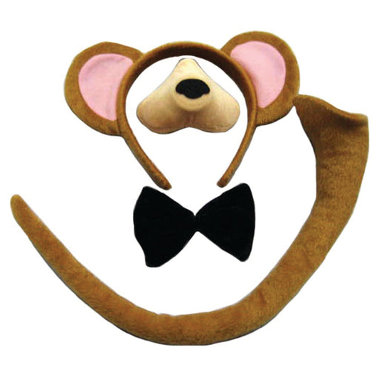 Monkey Set Ears Nose Tail with Bow Tie Instant Costume Kit 1