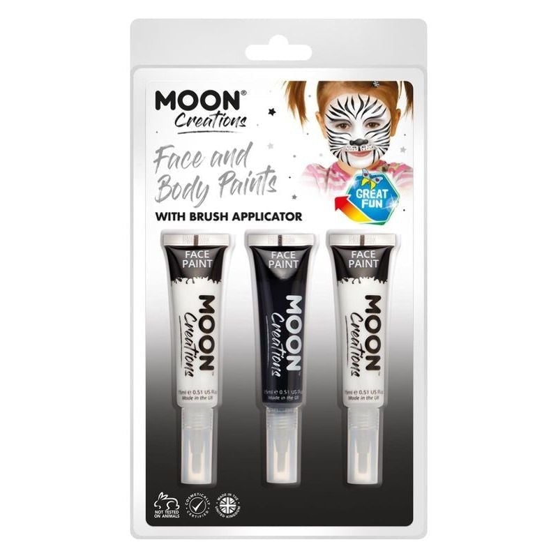 Moon Creations Face and Body Paints Monochrome Set with Brush Costume Make Up 1