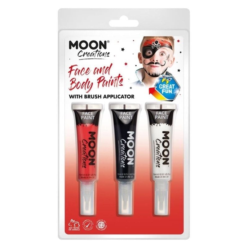 Moon Creations Pirate Face and Body Paints with Brush Set Costume Make Up 1