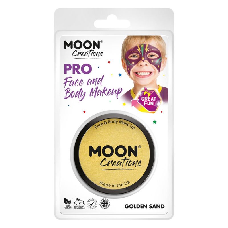 Moon Creations Pro Face Paint Cake Pot Golden Sand Costume Make Up 36gm Clamshell 1