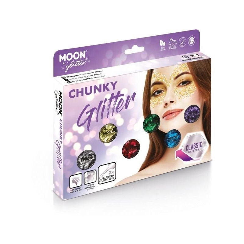 Moon Glitter Classic Chunky Glitter Assorted Colours Boxset 3g Costume Make Up 1