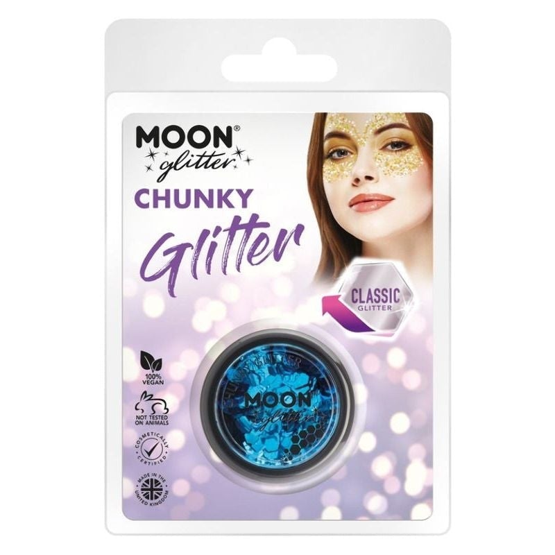 Moon Glitter Classic Chunky Blue Clamshell 3g Costume Make Up 1