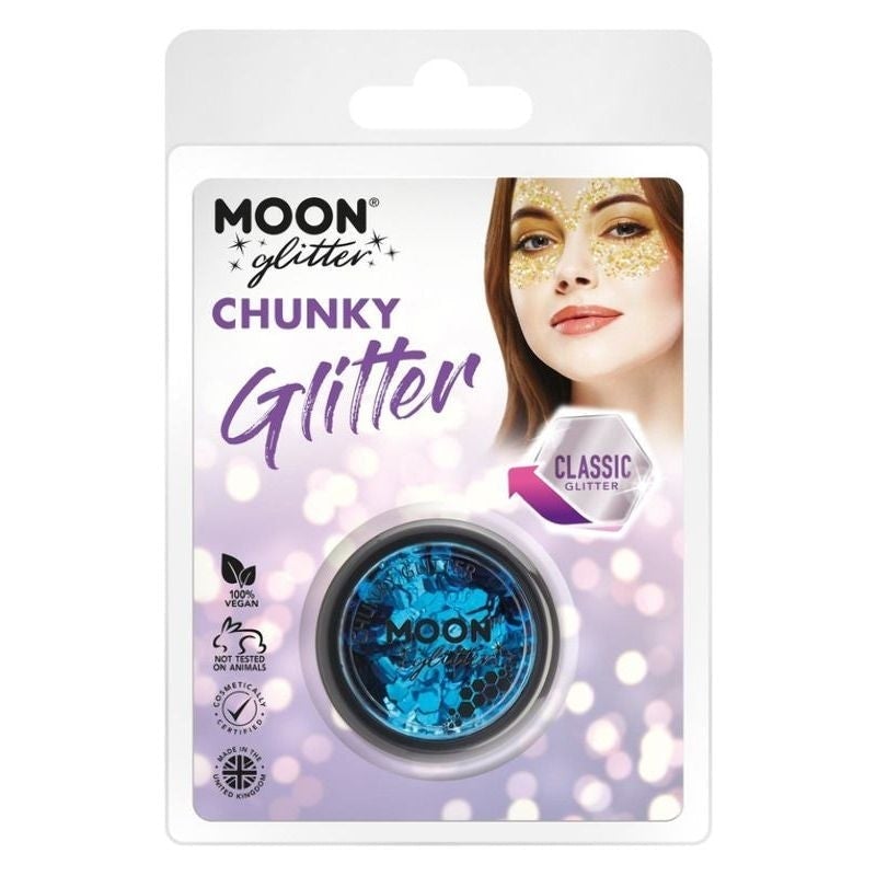 Moon Glitter Classic Chunky Blue Clamshell, 3g Costume Make Up_1