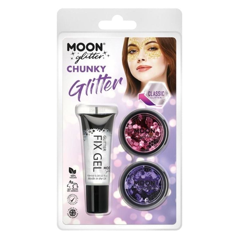 Moon Glitter Classic Chunky Clamshell 3g - Fix Gel Set Costume Make Up 3