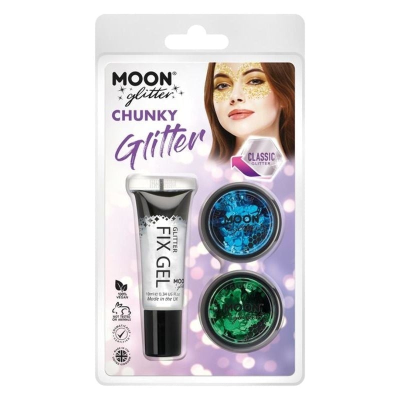 Moon Glitter Classic Chunky Clamshell 3g - Fix Gel Set Costume Make Up 1