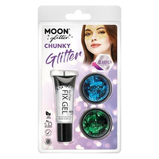 Moon Glitter Classic Chunky Clamshell 3g - Fix Gel Set Costume Make Up 1
