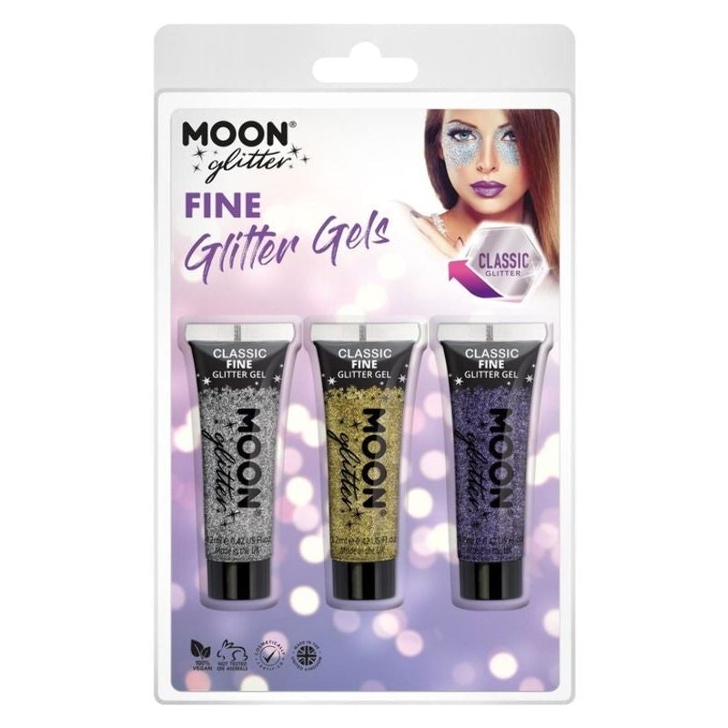 Moon Glitter Classic Fine Glitter Gel 3 Colour Set 12ml Costume Make Up 2