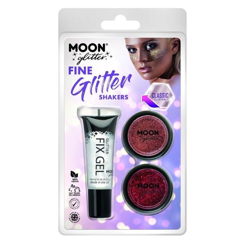 Moon Glitter Classic Fine Shakers Clamshell 5g - Fix Gel. 3 Colour Set Costume Make Up 1