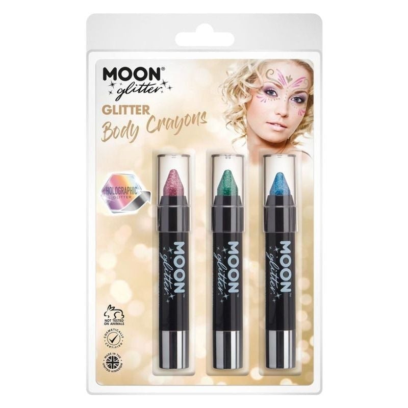 Moon Glitter Holographic Body Crayons 3 Colour Set 3.5g Costume Make Up 1