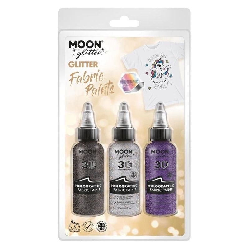 Moon Glitter Holographic Fabric Paint Black Silver Purple Costume Make Up 1