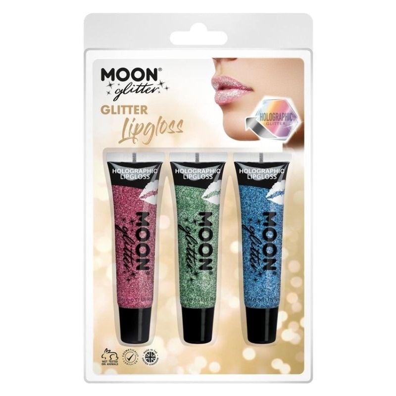 Moon Glitter Holographic Lipgloss 3 Colour Set 15ml Costume Make Up 1