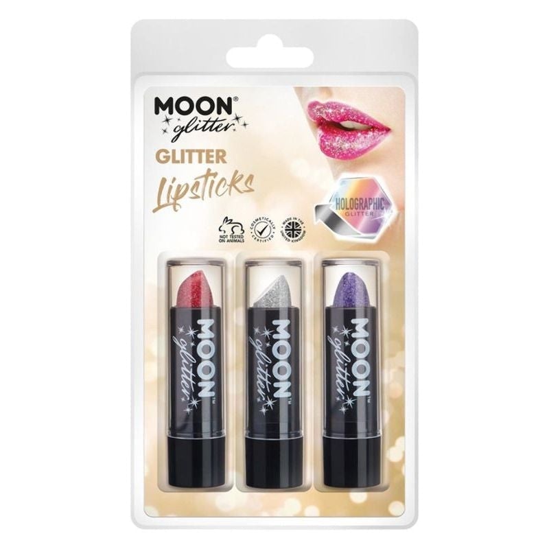 Moon Glitter Holographic Lipstick Set 3 Colours 5g Costume Make Up 1