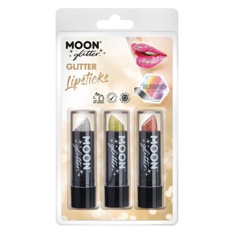 Moon Glitter Holographic Lipstick 3 Colour Set 5g Costume Make Up 1