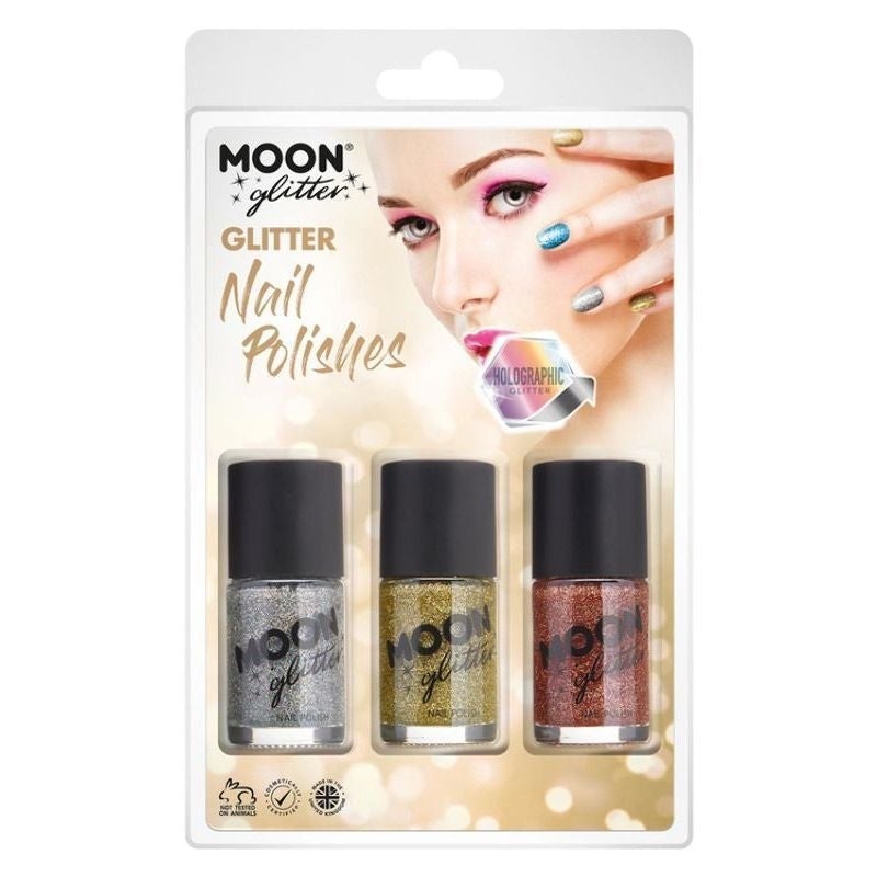 Moon Glitter Holographic Nail Polish Set 14ml Silver Gold Rose Gold Costume Make Up 1
