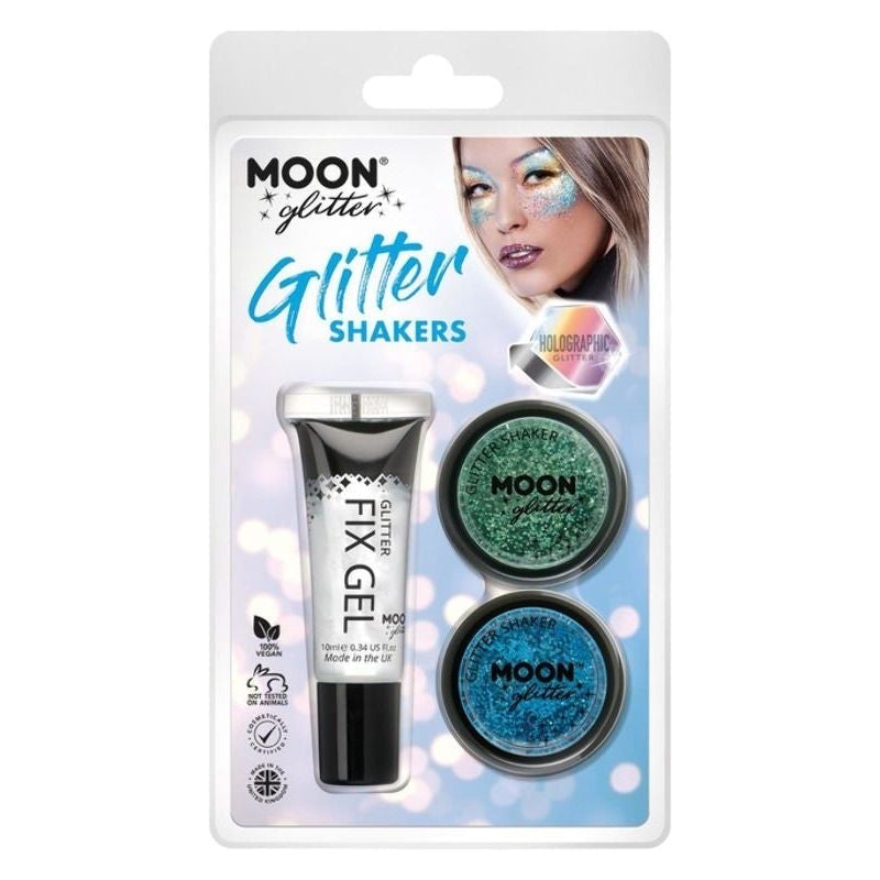Moon Glitter Holographic Glitter Shakers 2 Colours and Fix Gel 5g Costume Make Up 1