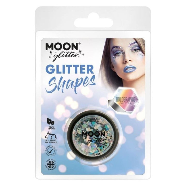 Size Chart Moon Glitter Holographic Shapes Clamshell, 3g Costume Make Up