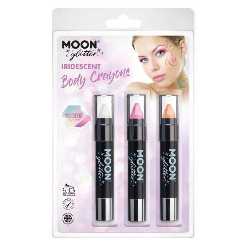 Moon Glitter Iridescent Body Crayons 3 Colours 3.5g Clamshell Costume Make Up 1