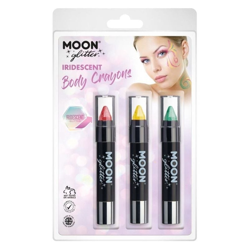 Moon Glitter Iridescent Body Crayons 3 Colours 3.5g Clamshell Costume Make Up 1