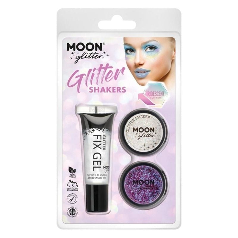 Moon Glitter Iridescent Shakers 5g White and Purple Glitter with Fix Gel Costume Make Up 1